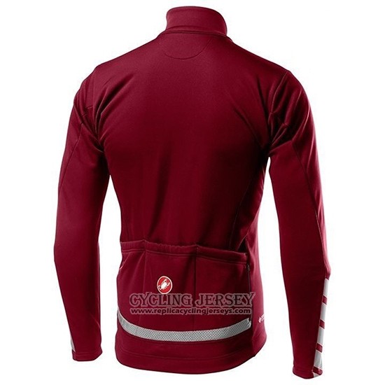 2019 Cycling Jersey Castelli Raddoppia 2 Red Silver Long Sleeve And Bib Tight